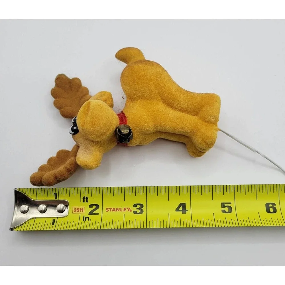 Vintage Brown Flocked Moose Reindeer Floral Pick Figurine